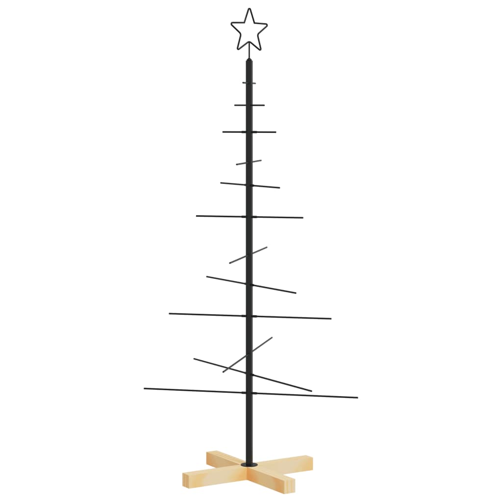 vidaXL Albero di Natale in Metallo con Base in Legno Nero 120 cm