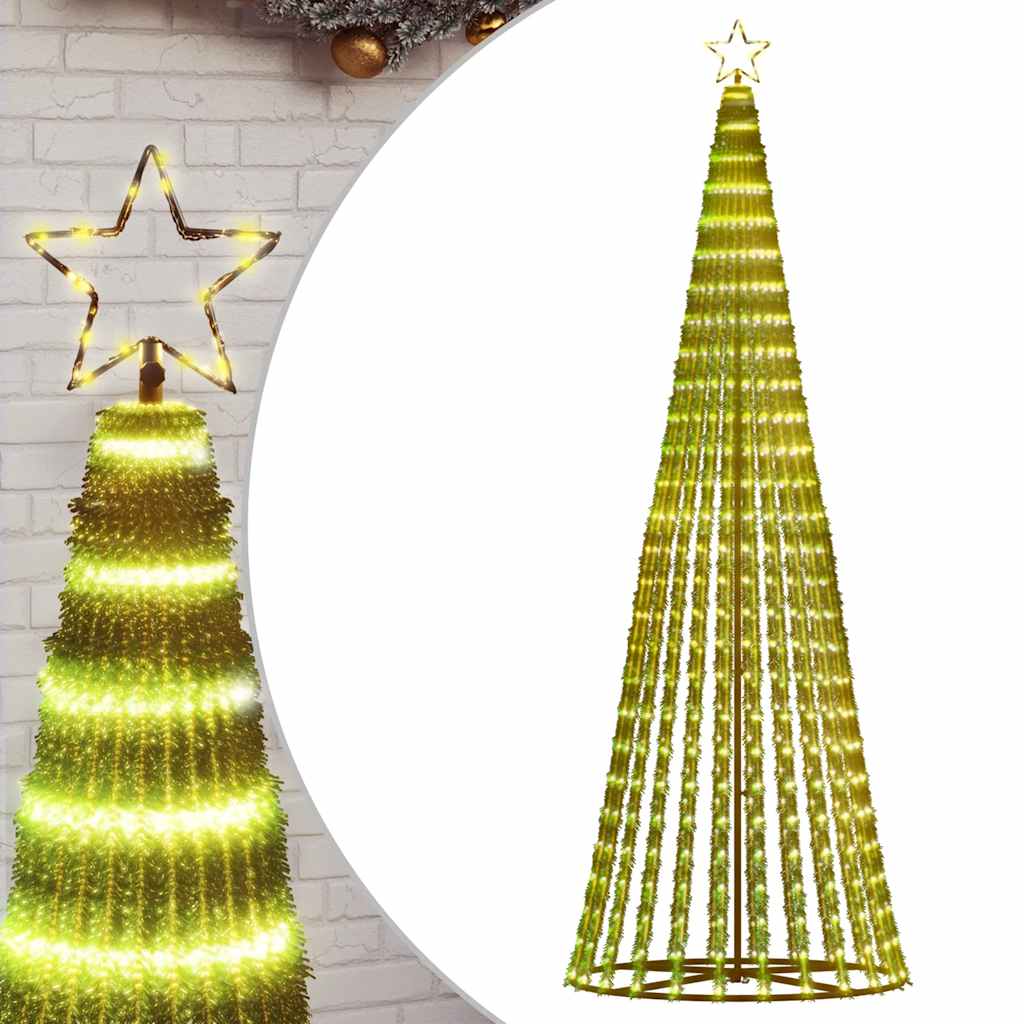 vidaXL Illuminazione Albero di Natale a Cono 475LED Bianco Caldo 247cm