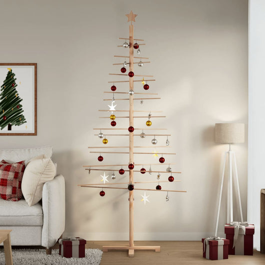 vidaXL Albero di Natale Decorativo in Legno 210 cm Legno Massello Pino