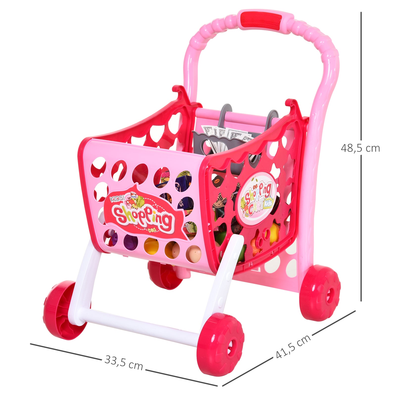 Carrello Giocattolo Spesa per Bambini 41,5x33,5x48,5 cm  Rosa