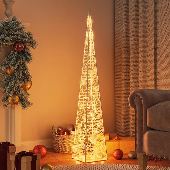 vidaXL Cono di Luce di Natale 60 LED Bianco Caldo 120 cm in Acrilico