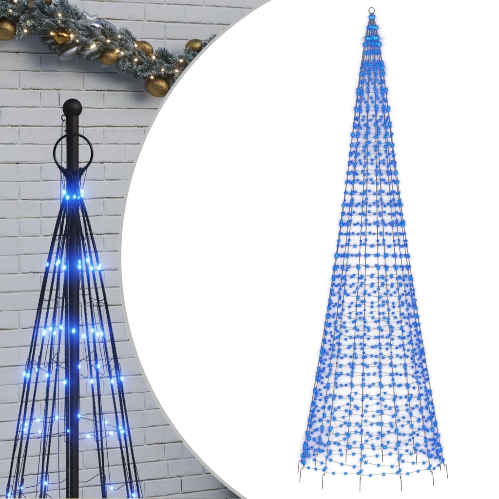 vidaXL Illuminazione Albero di Natale su Pennone 1534LED Blu 500cm