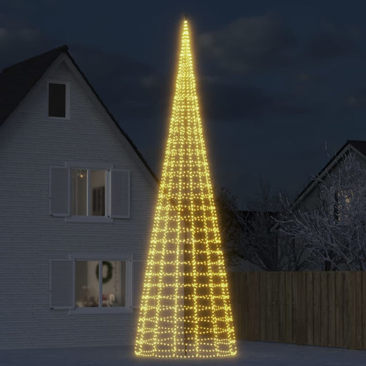 vidaXL Luce Albero di Natale su Pennone 3000LED Bianco Caldo 800cm