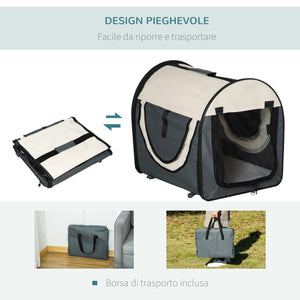 Trasportino per Cani e Gatti Pieghevole 46x36x41 cm  Grigio