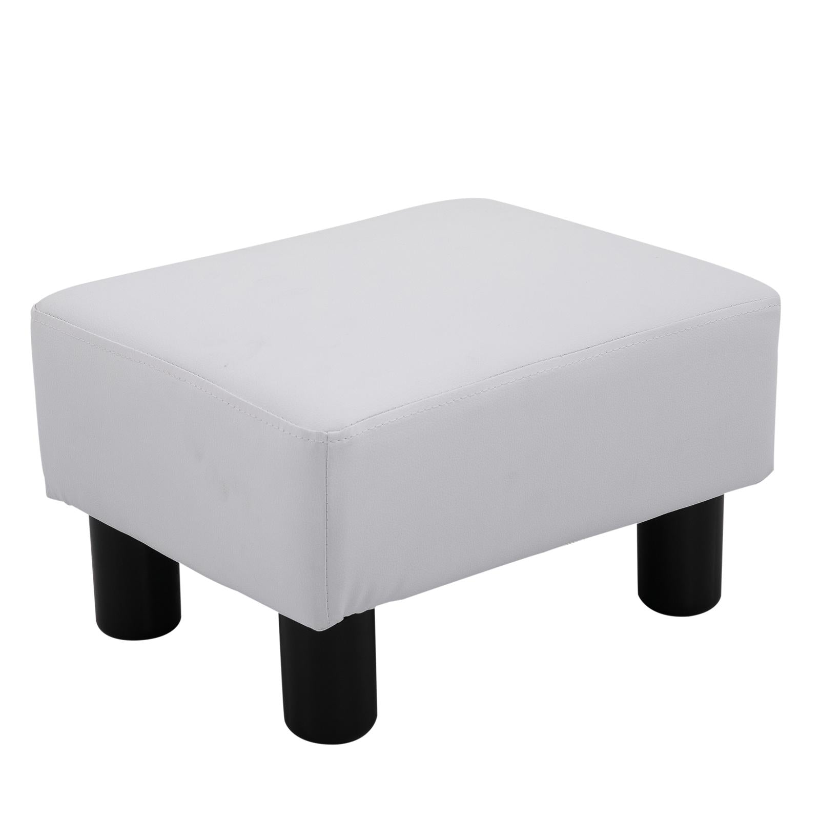 Pouf Poggiapiedi in Similpelle 40x30x24 cm  Bianco