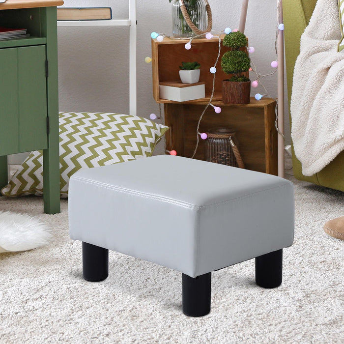 Pouf Poggiapiedi in Similpelle 40x30x24 cm  Bianco