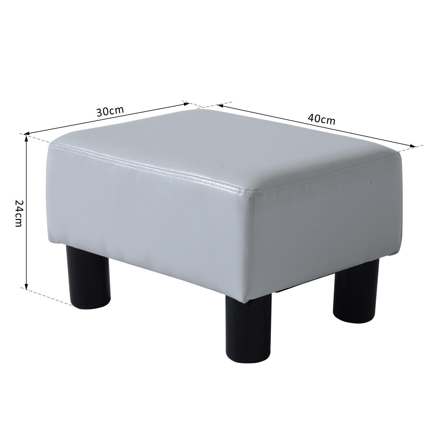 Pouf Poggiapiedi in Similpelle 40x30x24 cm  Bianco