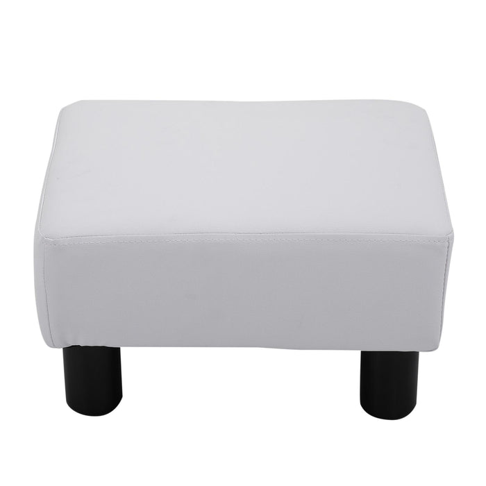 Pouf Poggiapiedi in Similpelle 40x30x24 cm  Bianco