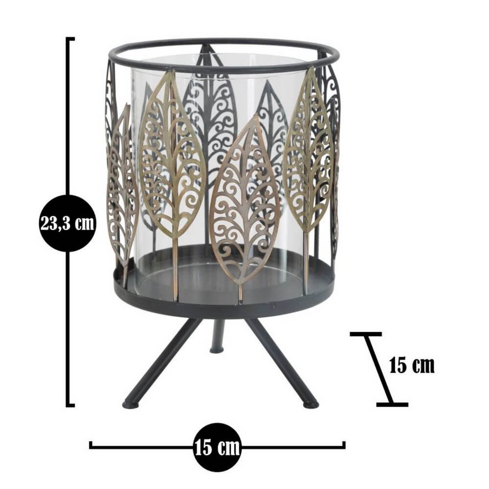 Portacandele Foglie in Ferro Ø15x24 cm - FOGLIE IRON