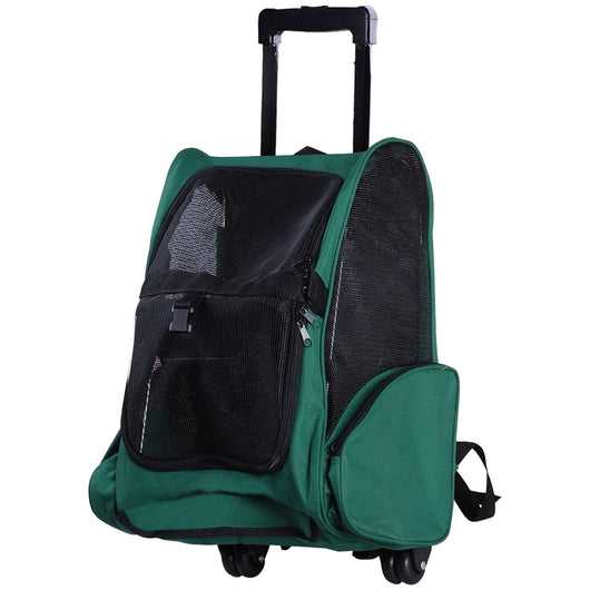 Trolley zaino 2 in 1 per piccoli animali domestici 36x30x49 cm  Verde