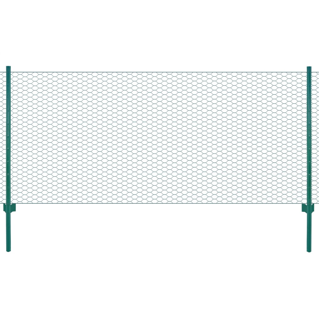 vidaXL Rete per Recinzione con Pali in Acciaio 25x1 m Verde