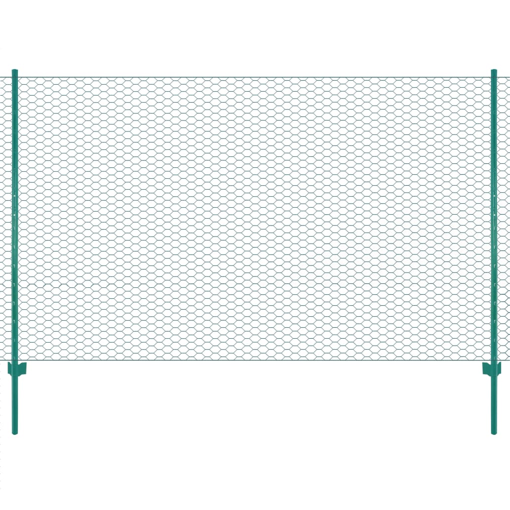 vidaXL Rete per Recinzione con Pali in Acciaio 25x1,5 m Verde