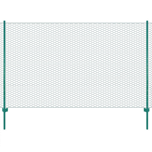 vidaXL Rete per Recinzione con Pali in Acciaio 25x2 m Verde