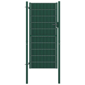 vidaXL Cancello per Recinzione in PVC e Acciaio 100x204 cm Verde