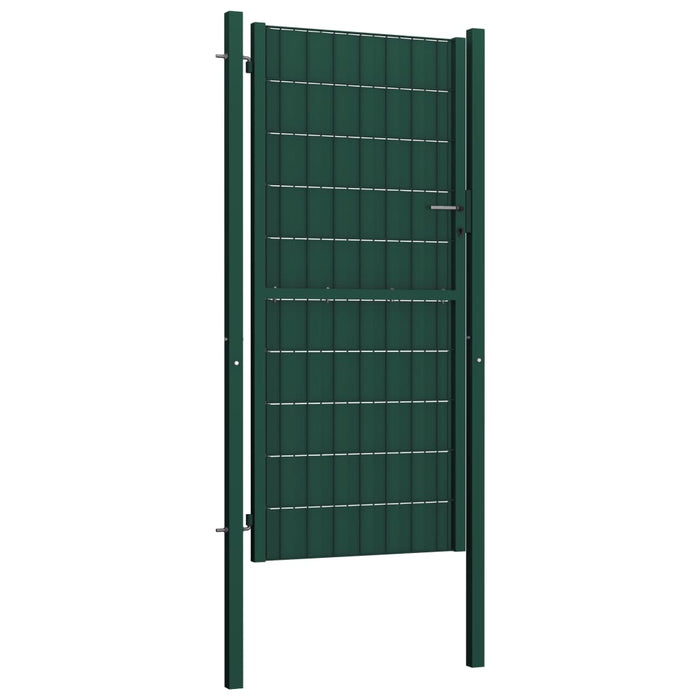 vidaXL Cancello per Recinzione in PVC e Acciaio 100x204 cm Verde