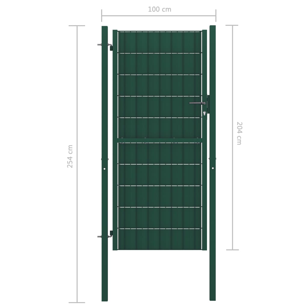 vidaXL Cancello per Recinzione in PVC e Acciaio 100x204 cm Verde