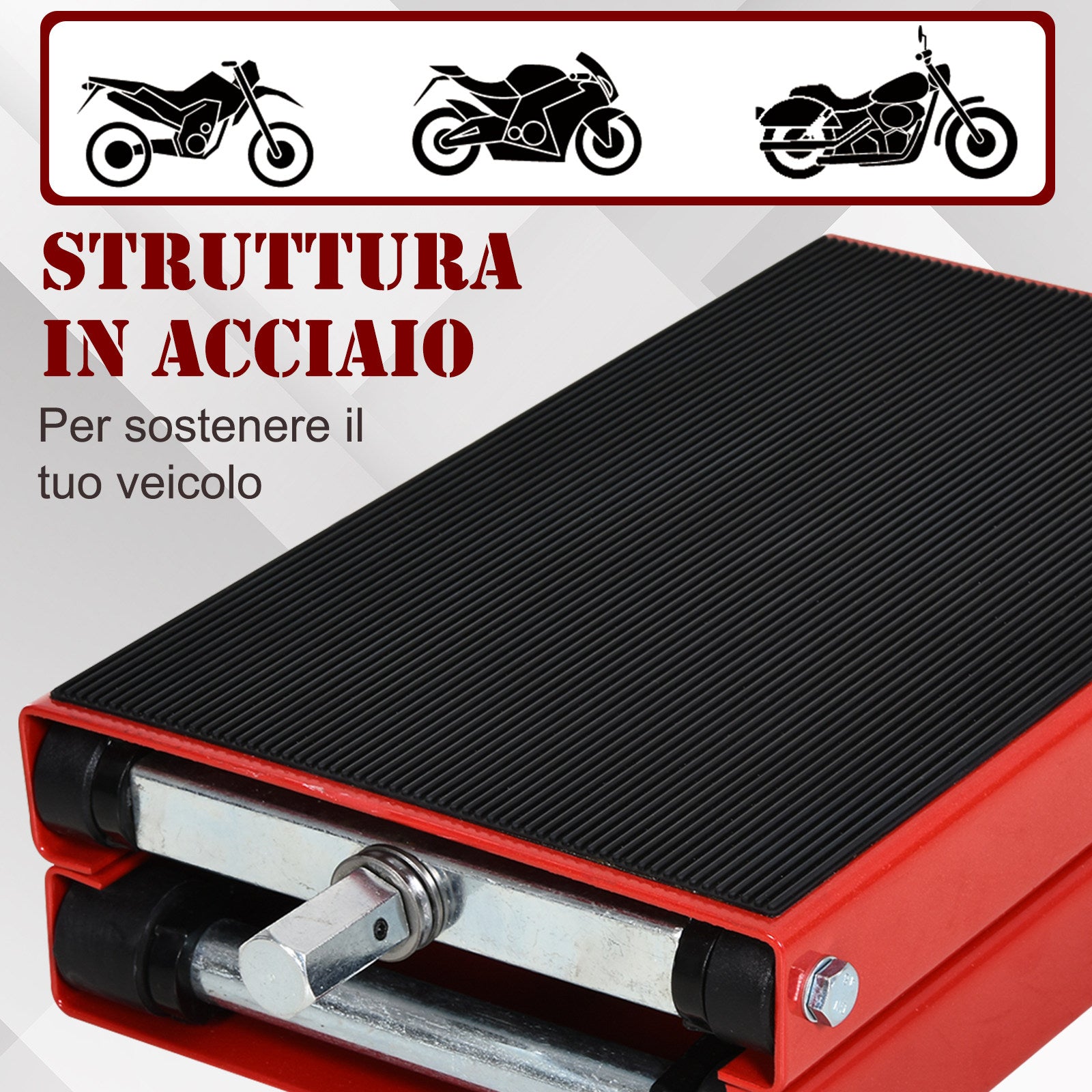 Cavalletto Alza Moto a Forbice in Acciaio   Rosso