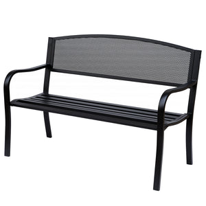 Panca da Giardino 2 Posti in Acciaio 127x60x85 cm  Nero