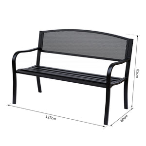 Panca da Giardino 2 Posti in Acciaio 127x60x85 cm  Nero