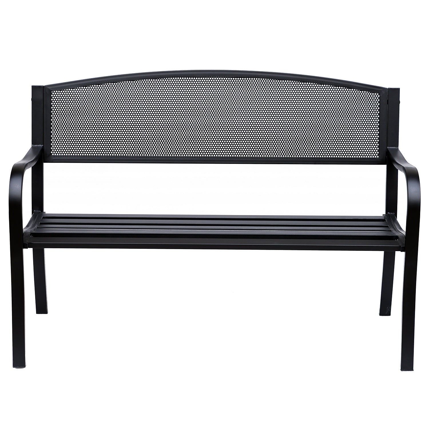 Panca da Giardino 2 Posti in Acciaio 127x60x85 cm  Nero