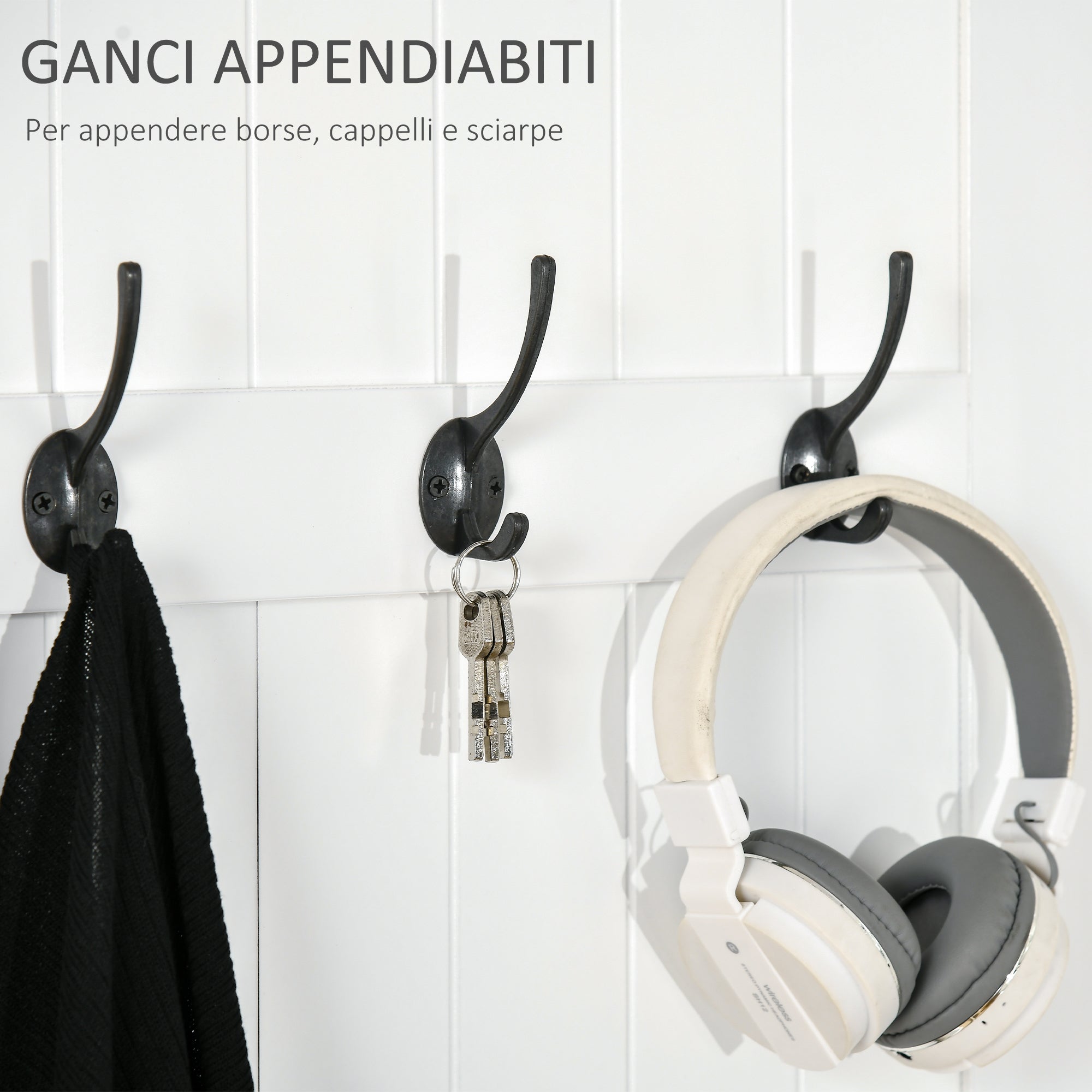 Appendiabiti Panchina per Ingresso in MDF 71,5x39,5x170 cm  Bianca