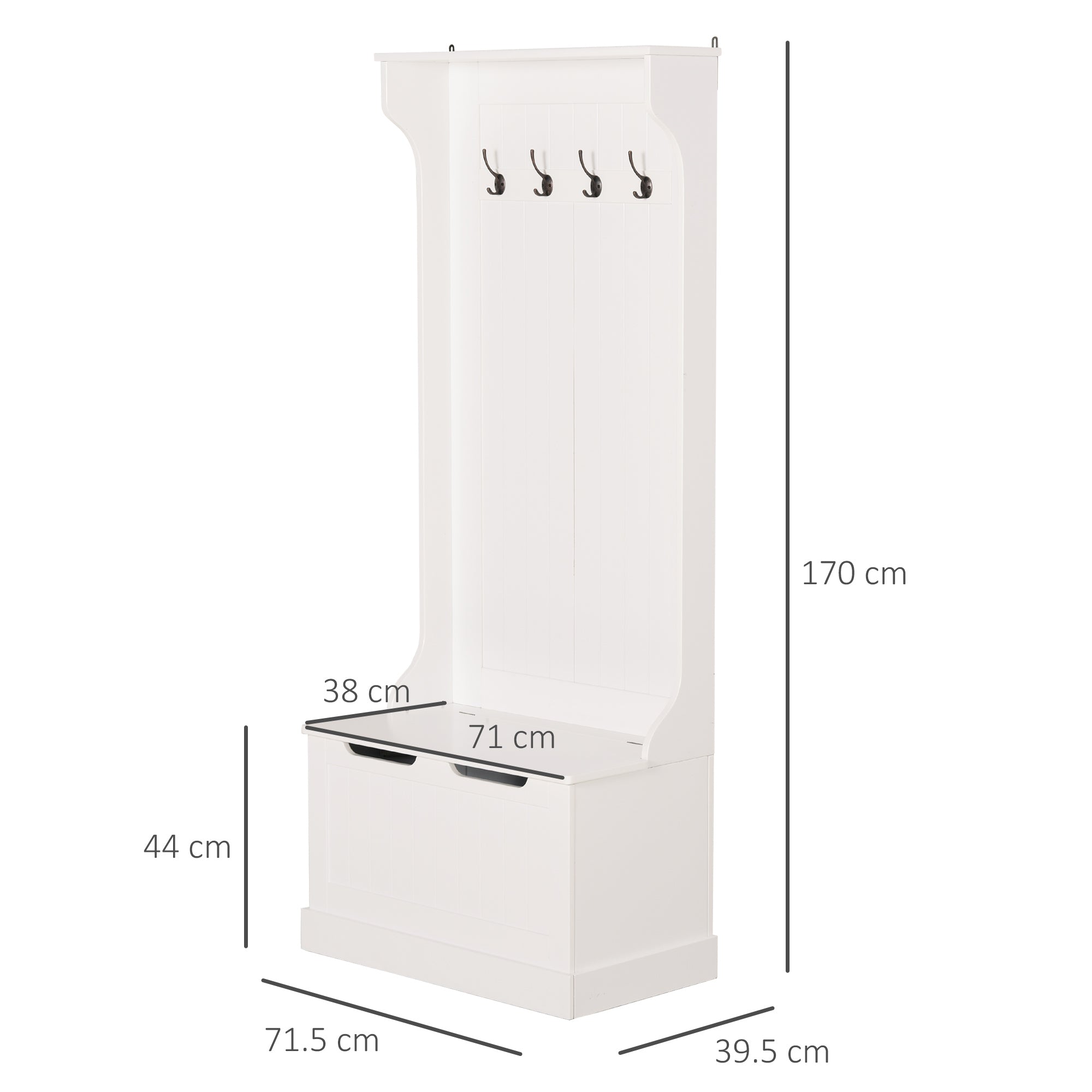 Appendiabiti Panchina per Ingresso in MDF 71,5x39,5x170 cm  Bianca