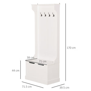 Appendiabiti Panchina per Ingresso in MDF 71,5x39,5x170 cm  Bianca