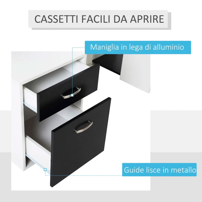 Scrivania da Ufficio Porta PC 137x55x92 cm in Legno MDF Legno Bianco e Nero