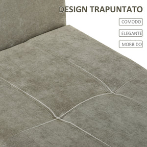 Panca Pouf Contenitore in Tessuto Imbottito con Braccioli 136,5x45x62 cm  Grigia