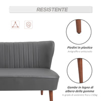 Divano 2 Posti in Similpelle 108,5x61x79 cm  Grigio