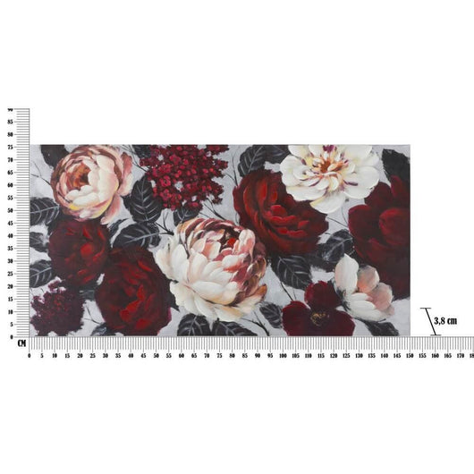 Dipinto su tela fiore rosso e bianco cm 150X3,8X76 - LIGHTBACK FLOWER