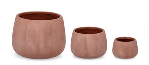 Set 3 Vasi Ribbed Bomb Terracotta Alto