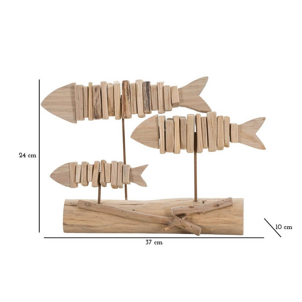 Scultura pesci nature cm 37X10X24 - TRIS FISH