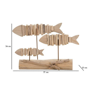 Scultura pesci nature cm 37X10X24 - TRIS FISH