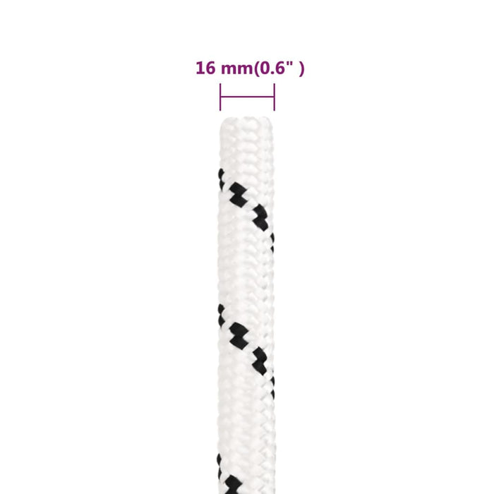 vidaXL Corda Intrecciata per Barca Bianca 16 mm x 25 m Poliestere