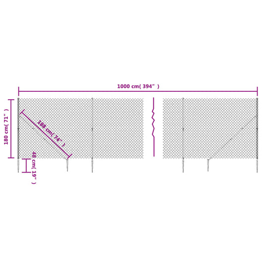 vidaXL Recinzione a Rete con Picchetti Ancoraggio Verde 1,8x10 m