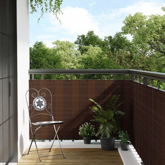 vidaXL Paravento da Balcone Marrone e Nero 300x80 cm in Polyrattan