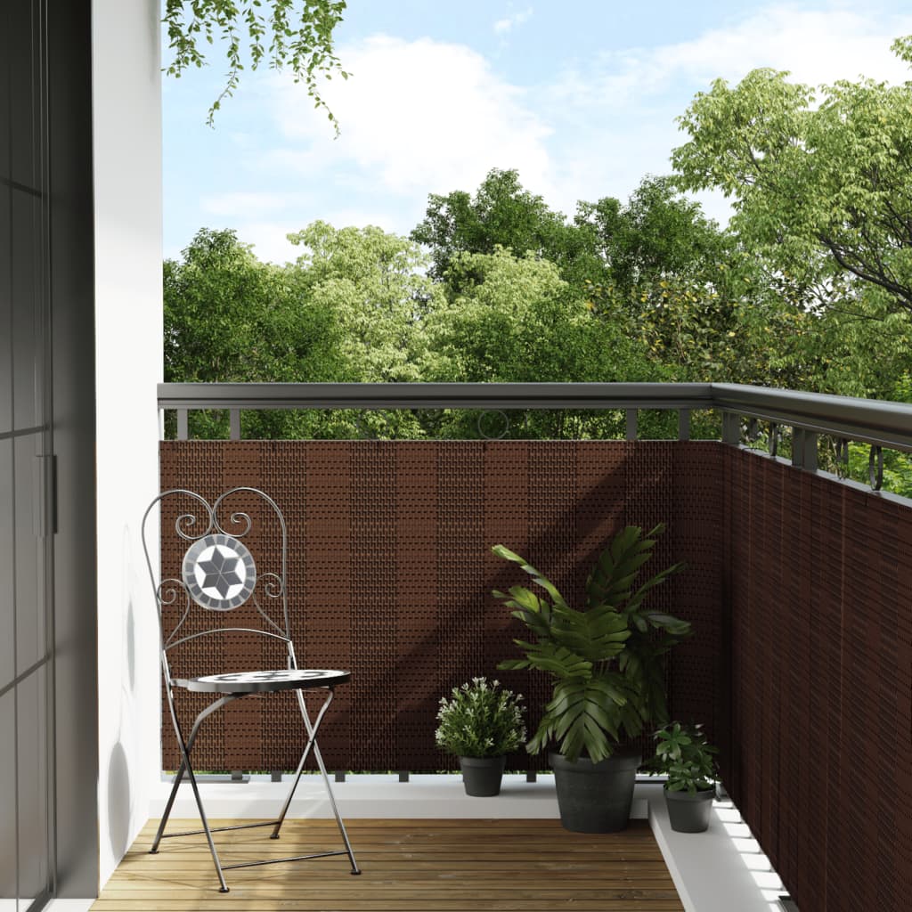 vidaXL Paravento da Balcone Marrone e Nero 300x90 cm in Polyrattan