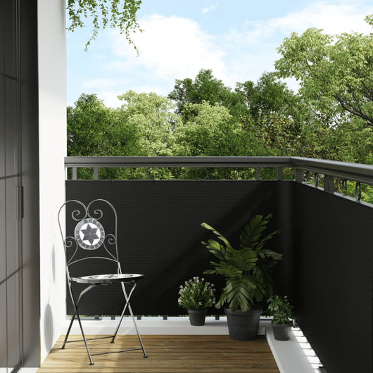 vidaXL Paravento da Balcone Nero 300x90 cm in Polyrattan