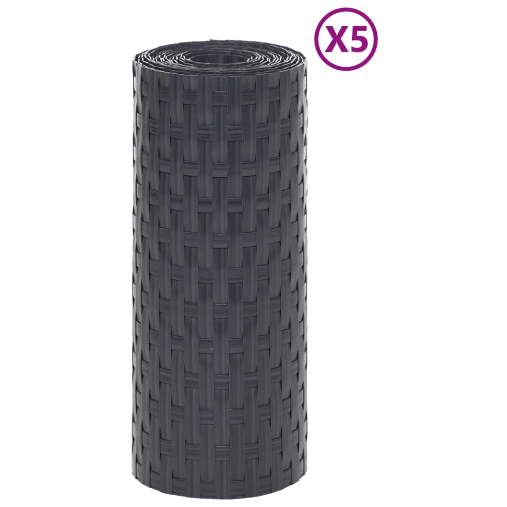 vidaXL Schermi da Balcone 5 pz Antracite 255x19 cm Polyrattan