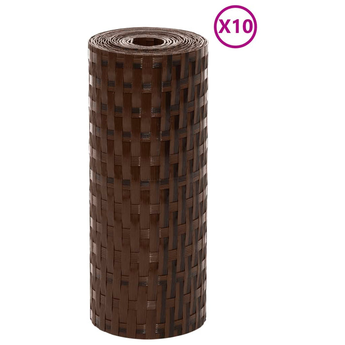 vidaXL Schermi da Balcone 10 pz Marrone e Nero 255x19 cm in Polyrattan