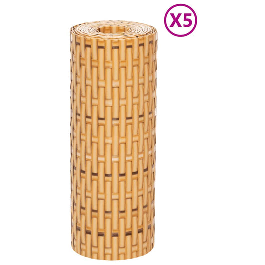 vidaXL Schermi da Balcone 5 pz Marrone Chiaro 255x19 cm in Polyrattan