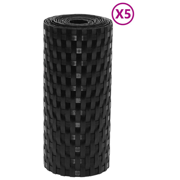 vidaXL Schermi da Balcone 5 pz Neri 255x19 cm in Polyrattan