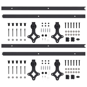 vidaXL Kit di Binari per Porte Scorrevoli 2 pz 183 cm in Acciaio Nero