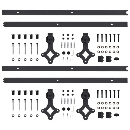 vidaXL Kit di Binari per Porte Scorrevoli 2 pz 183 cm in Acciaio Nero