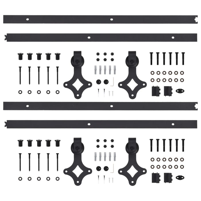 vidaXL Kit di Binari per Porte Scorrevoli 2 pz 183 cm in Acciaio Nero