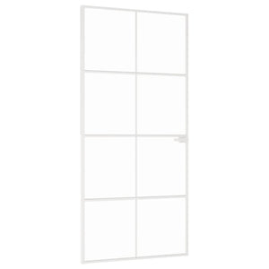 vidaXL Porta Interna Bianca 93x201,5cm Vetro Temperato Alluminio Slim