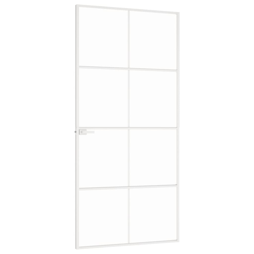 vidaXL Porta Interna Bianca 93x201,5cm Vetro Temperato Alluminio Slim