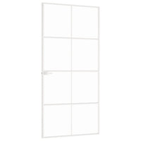 vidaXL Porta Interna Bianca 93x201,5cm Vetro Temperato Alluminio Slim