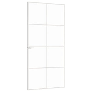 vidaXL Porta Interna Bianca 93x201,5cm Vetro Temperato Alluminio Slim